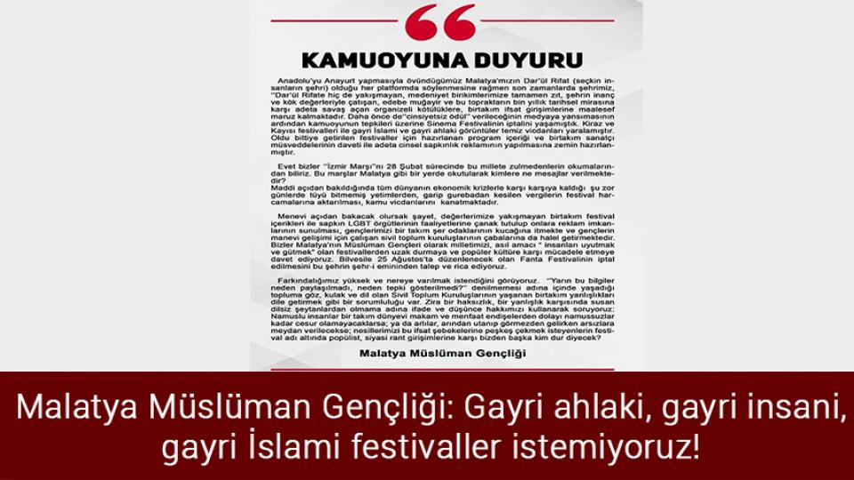 Benzin ve motorin fiyatlarında son durum / Malatya Müslüman Gençliği: Gayri ahlaki, gayri insani, gayri İslami festivaller istemiyoruz!